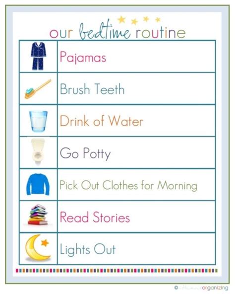 Bedtime Routine Chart For Toddlers