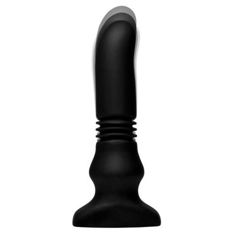 Thunderplug Silicone Vibrating And Thrusting Remote Control Plug Black Sex Toys And Adult