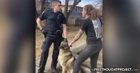 Watch Cop Detains Womans Dog In Her Own Yard Demands To See Her