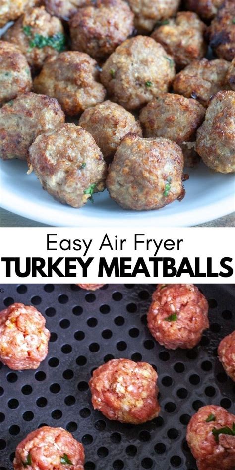 These easy turkey meatballs are cooked in the air fryer. Lightly
