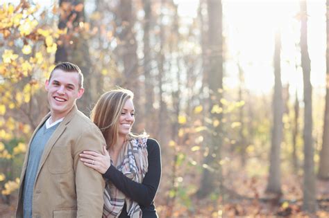 Outdoor Fall Engagement Photos In The Park In The Evening Engagement