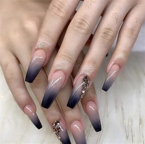 long black ombré nails ombre nail designs ombre acrylic nails metallic nail art