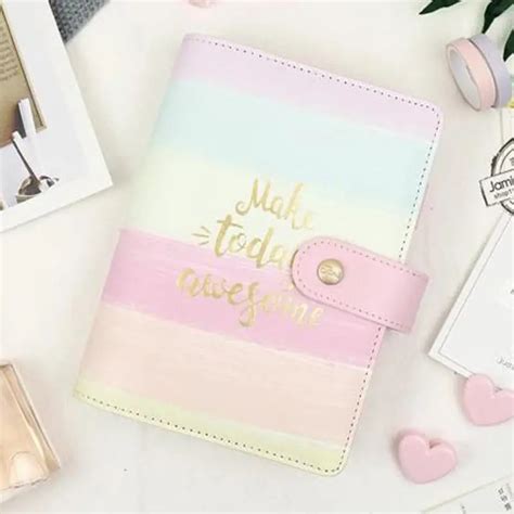 Yiwi Jamie Notes Cute Pink Leather Binder Notebook A5a6 2019 Planner