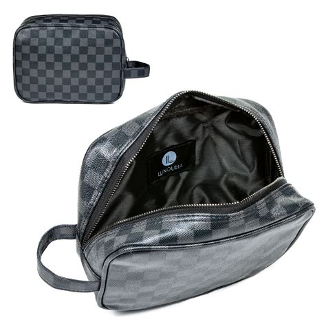 Luxouria Checkered Makeup Bag For Women Luxury Travel Cosmetic Bags