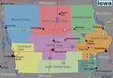 Landkarte Iowa (Übersichtskarte/Regionen) : Weltkarte.com - Karten und ...