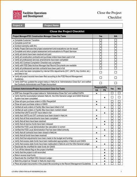 Project Closeout Checklist Sample Beautiful 24 Of Sample Punch List