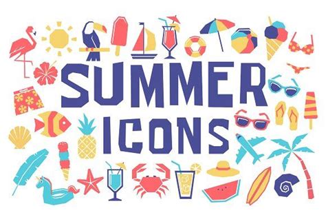 Vector Summer Icons By Andres M Rodriguez On Creativemarket Text Time