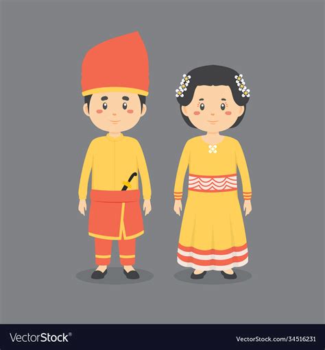 Character Wearing Southeast Sulawesi Dress Vector Image