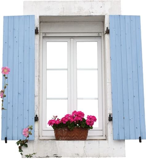 Tube Fenêtre Png Volets Bleus Fleurs Window Png