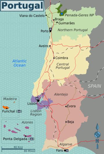 Physical map of portugal showing major cities, terrain, national parks, rivers, and surrounding countries with international borders and outline maps. Portugal - Travel guide at Wikivoyage