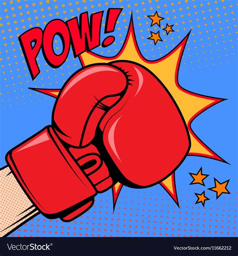 Human Hand In Pop Art Style With Boxing Glove Pow Vector Image