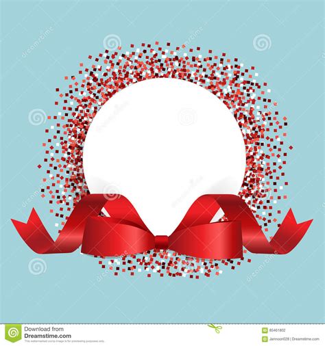 Card With Red Ribbon And Bow Vector Illustration Stock Vector