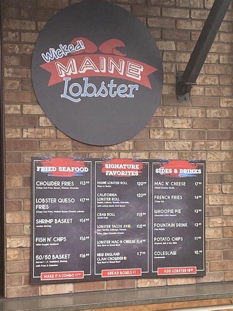 Menu At Wicked Maine Lobster Restaurant Carlsbad