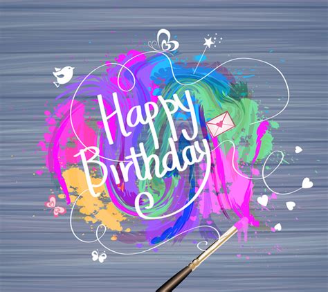 Birthday Card Design With Watercolor Illustration Vectors In Editable