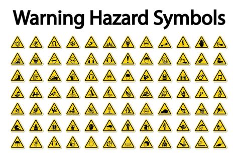 Large Set Of Warning Hazard Symbols Vector Art At Vecteezy