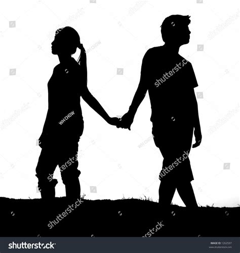 Couple Holding Hands Black And White Version Stock Photo