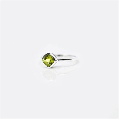 Naturel Vert P Ridot Pierre Pr Cieuse Femme Bague Bague En Argent