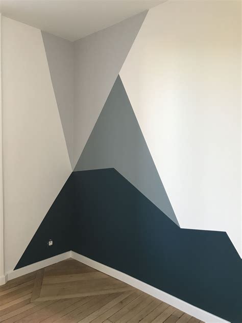 Forme Géométrique En Peinture Dans Les Tons Bleus Bedroom Wall Paint