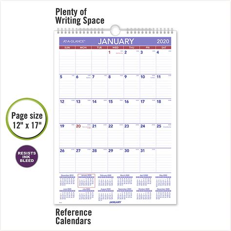 At A Glance 2020 Monthly Wall Calendar 8 X 11 Pm12820