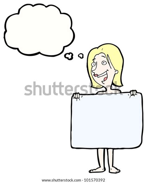 Cartoon Naked Blond Woman Hiding Behind ภาพประกอบสต็อก 101570392 Shutterstock
