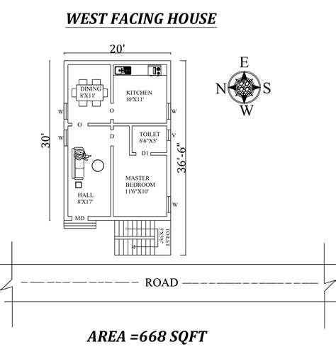 X Single Bhk West Facing House Plan As Per Vastu Shastra Autocad