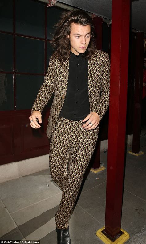 Harry Styles In A Geometric Print Suit At Love Magazines London