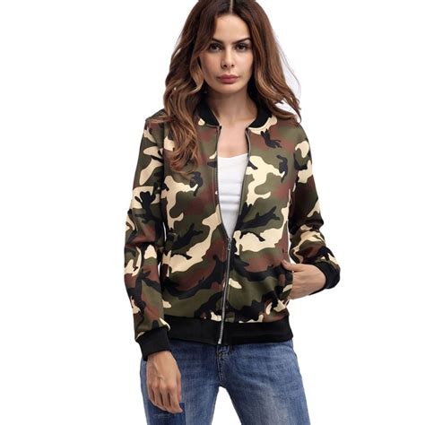 Autumn Military Jacket Women Plus Size Army Green Pocket Military Camo