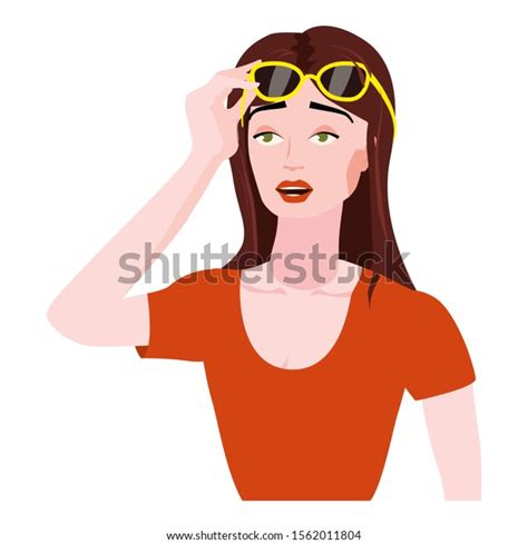 Emotion Woman Surprised Raises Glasses Shocked Vector De Stock Libre