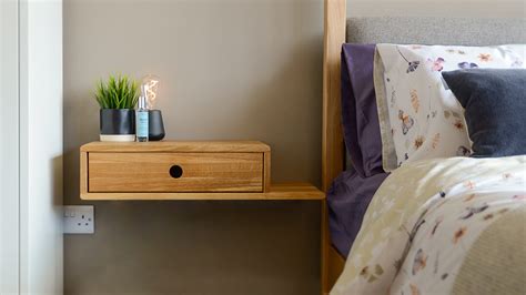 Wall Mounted Bedside Drawer With Shelf Natural Bed Company