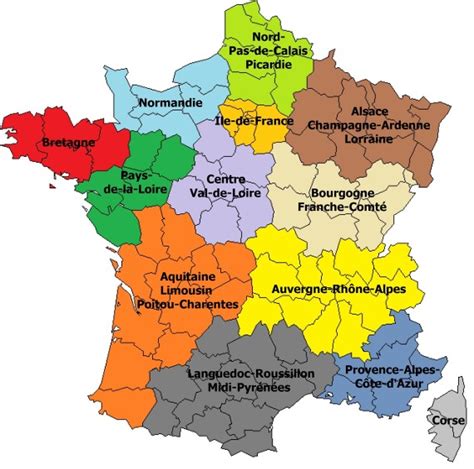 Liste des nouvelles régions de france. Carte de France avec les nouvelles régions • Voyages - Cartes
