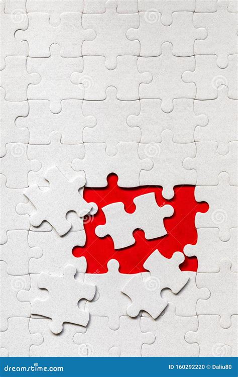 Unfinished White Jigsaw Puzzle Pieces Fill In Pieces Of The Jigsaw