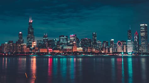 Chicago Night Cityscape 5k Wallpapers Hd Wallpapers Id 30297