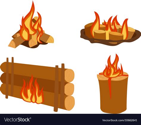 Bonfires Isolated Royalty Free Vector Image Vectorstock