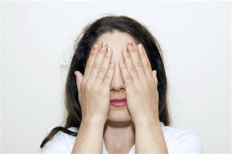 Woman Closing Her Eyes With Hands Royalty Free Stock Photos Image