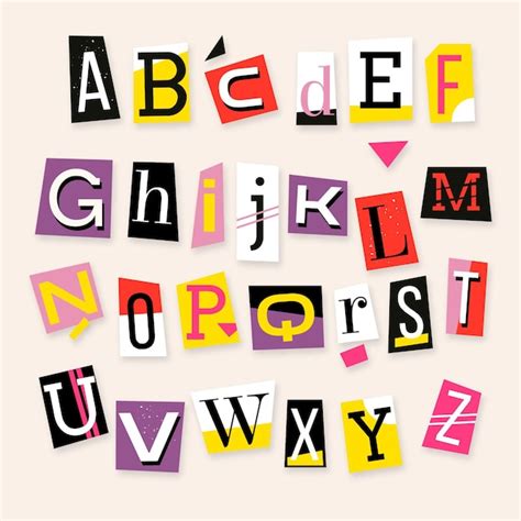 Free Vector Paper Style Ransom Note Letter Set