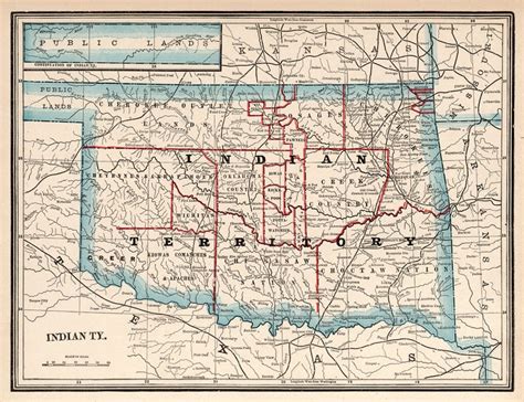 Old Map Of Oklahoma And Indian Territory Historical Map Etsy