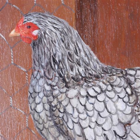 Four French Oil Paintings On Board Of Chickens For Sale At 1stdibs