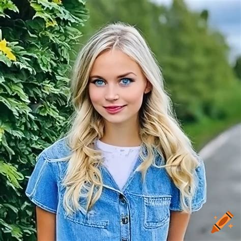 portrait of a swedish girl with blue eyes and platinum blonde hair