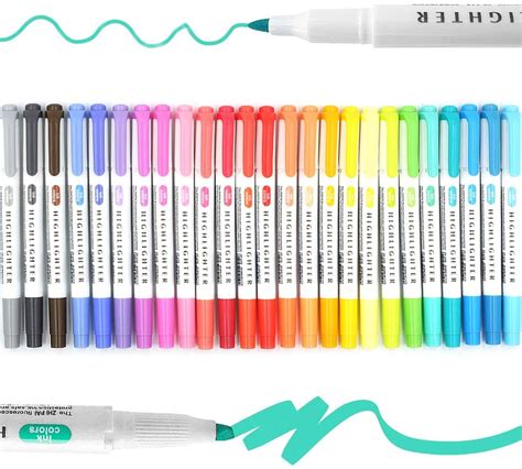 Wholesale Highlighters Pen Set 25 Colors Dual Tip Pastel Highlighters