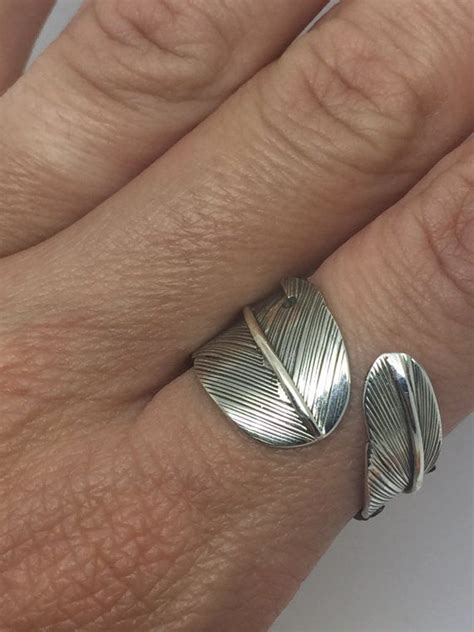 Silver Feather Ringfeather Ringsilver Jewelryadjustable Feather Ring