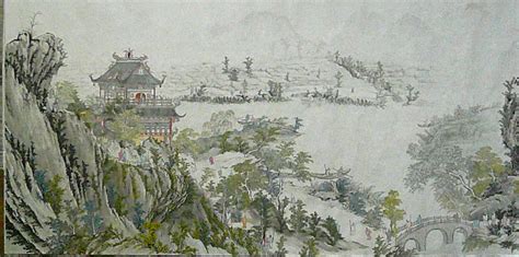 A Part Of Giant Traditional Chinese Painting A Trip To The Lakes And