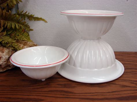 Vintage Hazel Atlas Milk Glass Red Rolled Rim Square Bottom Mixing Bowl