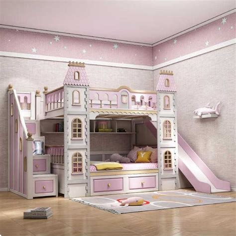 White toddler bedroom furniture set pink princess home improvement. All solid wood Children's Princess Castle Bed Slide ...