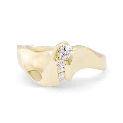Triple Diamond Curved Ring Dejonghe Original Jewelry