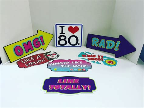1980s Party Pack Photo Booth Prop Signs Etsy Photo Booth Props