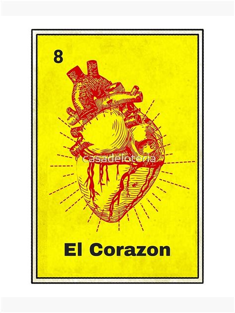 El Corazon Mexican Loteria Card Art Print By Casadeloteria Redbubble