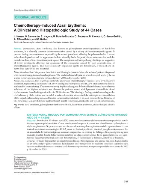 Pdf Chemotherapy Induced Acral Erythema A Clinical And