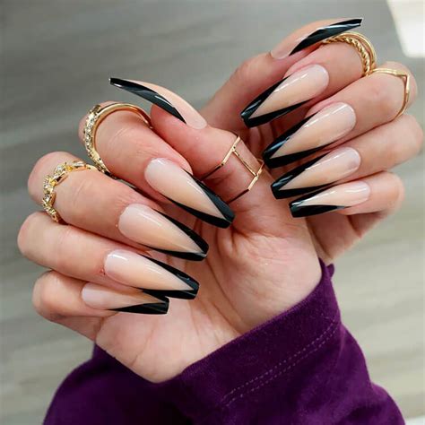 Press On Nails Medium Length With Design Nude Coffin Acrylic Nails