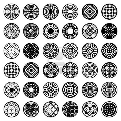 Patterns In Circle Shape 36 Design Elements Set 2 Vector Art
