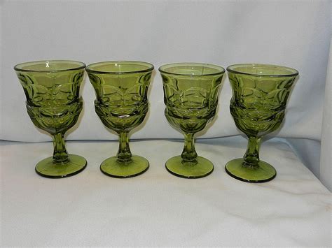 vintage fostoria green argus water glasses colored glassware fostoria vintage